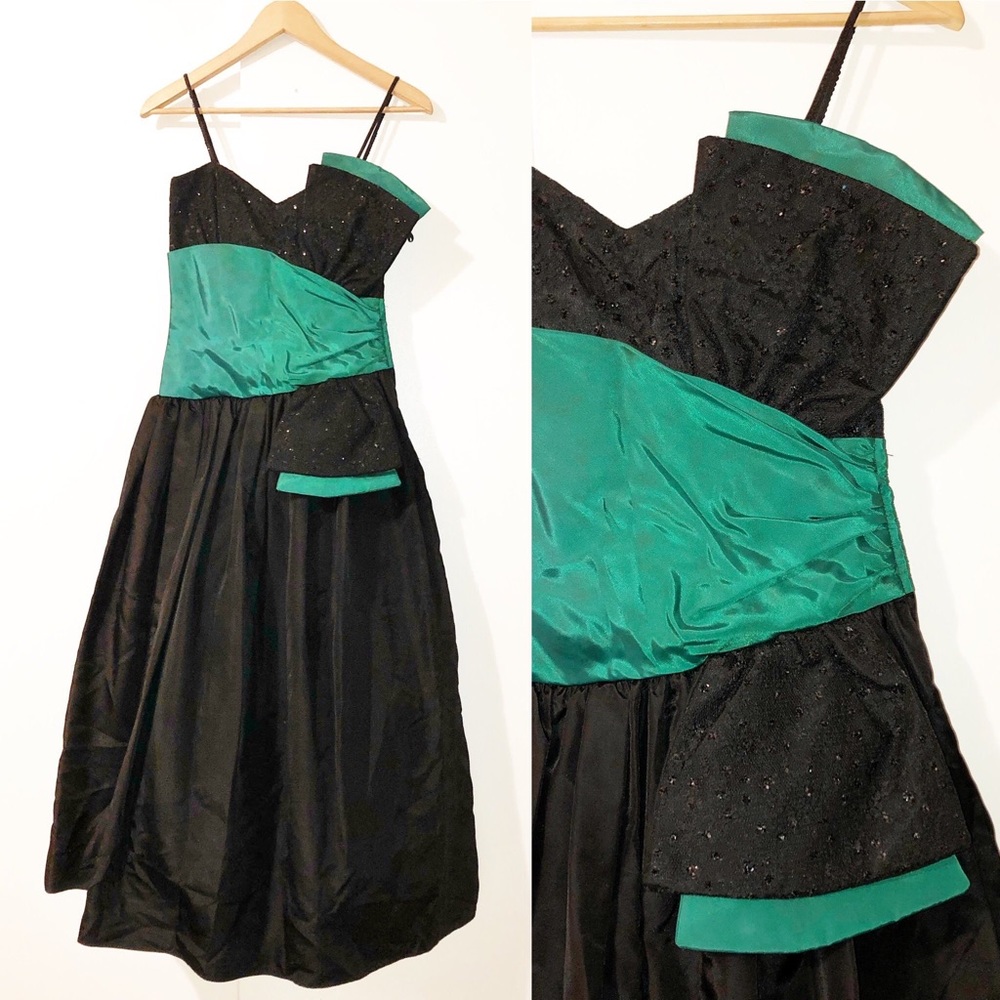 Vtg 80s SCOTT McCLINTOCK Prom Dress Big Bow Tulle